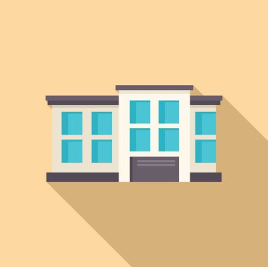 Geniş pencereli modern ofis binası yerde uzun bir gölge bırakıyor