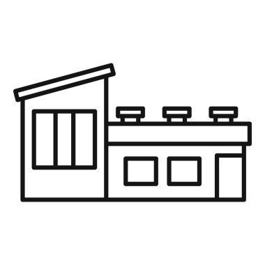 Çatı havalandırması olan modern bir fabrika binasının basit çizimi.