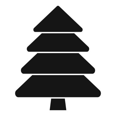 Dik duran bir Noel ağacının basit siyah siluet simgesi