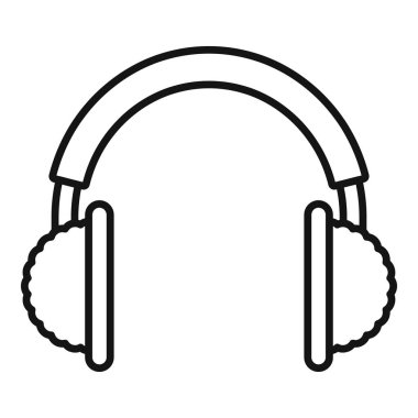 Kışlık kulaklıklar müzik dinlerken kulaklarını sıcak tutuyor, basit siyah beyaz simge