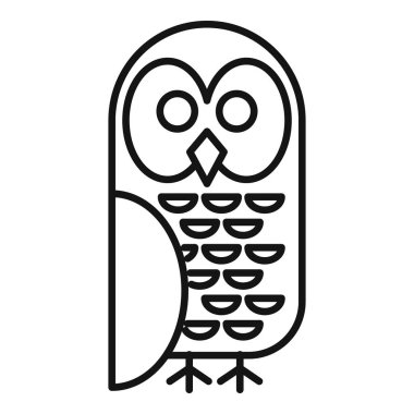 Minimalist çizgi sanat simgesi. Baykuş büyük gözlerle izliyor.