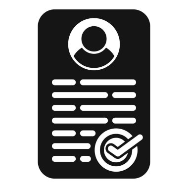 Doğrulanmış bilgileri gösteren kişisel profil kartının basit simgesi