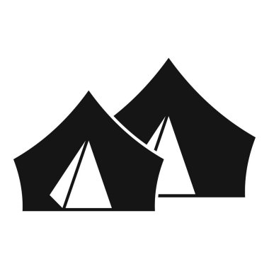 Açık hava aktivitelerini ve maceraları temsil etmek için mükemmel olan iki kamp çadırının simgesi.