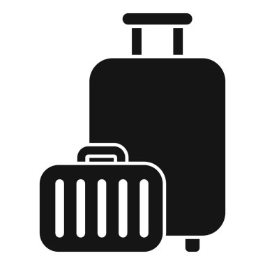 Seyahate hazır iki bavulun siyah simgesi.