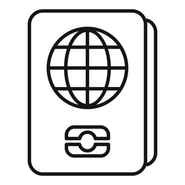 Uluslararası seyahat ve göç için biyometrik pasaport çizgisi resim simgesi