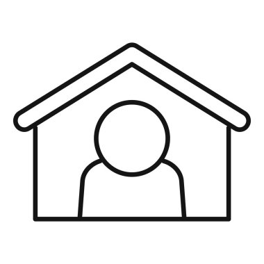 Bir insanın evde kalmasının basit bir simgesi