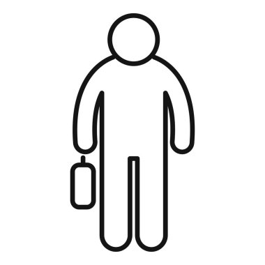 Elinde evrak çantası olan bir iş adamının siyah beyaz simgesi.