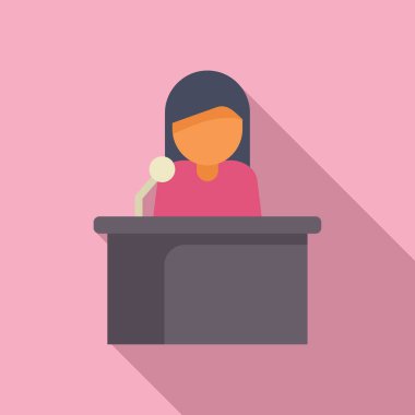 Politikacı basın toplantısı sırasında kürsünün arkasındaki mikrofona konuşuyor.