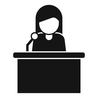 Tribünde mikrofona konuşan basit bir politikacı simgesi