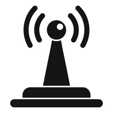 Radyo kulesinin sinyal gönderen siyah beyaz siluet simgesi
