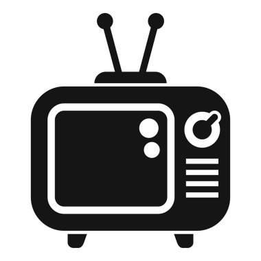 Anteni olan siyah beyaz retro televizyon duruyor ve bilgi aktarıyor