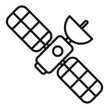 Dünya 'nın yörüngesinde dönen güneş panellerine sahip uzay uydusu sinyal gönderiyor.