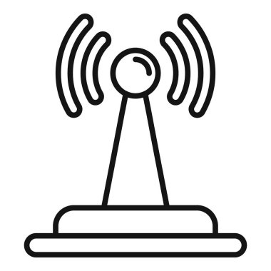 Bir kablosuz ağın iletişim teknolojisi konsepti olan sinyal gönderen çizgi resim simgesi