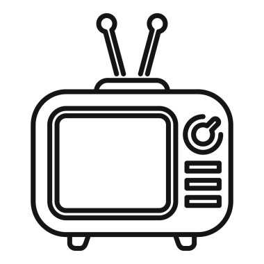 Antenli eski moda bir televizyonun klasik teknoloji ve eğlenceyi temsil eden basit bir çizimi.