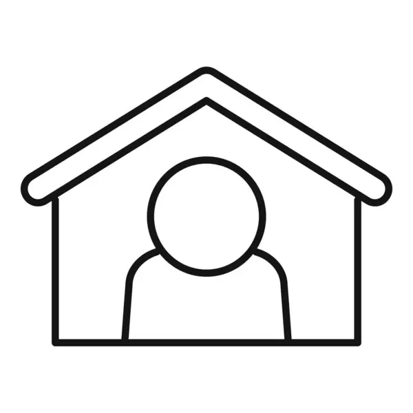 Stock vector Simple icon of a person staying inside a house