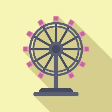 Sarı arka planda duran dönme dolap, eğlence parkı konsepti