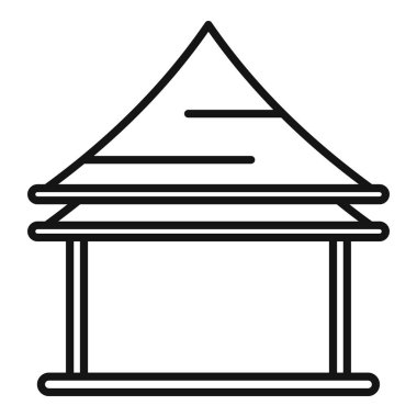 Klasik üçgen çatılı ahşap oyuk basit bir sanat tarzında gölge ve konfor sağlıyor.