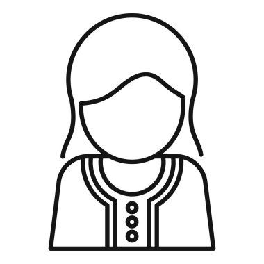 Uzun saçlı, düğmeli gömlek giyen genç bir kadının çizimi.