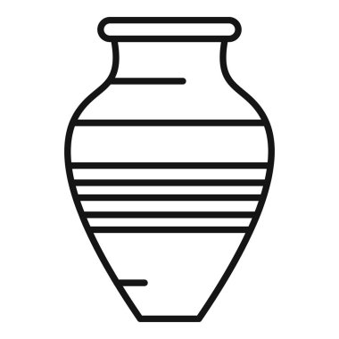 Tarih, arkeoloji ve antik uygarlıklarla ilgili projeler için ideal antik bir kil vazoyu temsil eden basit bir çizgi çizimi.