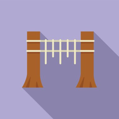 Ahşap basamaklı halat köprüsü iki ağaç gövdesini düz dizaynla birbirine bağlıyor