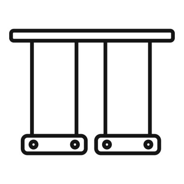 Bu basit, kalın çizgi çizimi, çocukların oynamaları için hazır, bir direğe asılı duran çift salıncağı temsil ediyor.