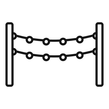 Tahta direklere asılmış ip lambalarının basit bir simgesi, neşeli bir atmosfer yaratıyor.