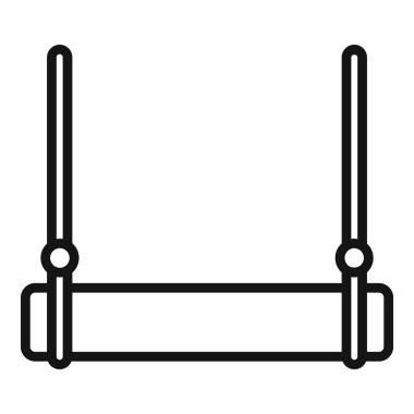 Bir salıncak setinin basit ve minimal çizgi simgesi, oyun alanlarını ve açık hava aktivitelerini temsil etmek için mükemmel