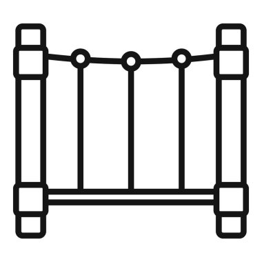Halat köprüsünün basit siyah beyaz simgesi, çocuklar için bir oyun alanı.