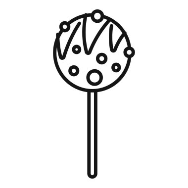 Çubuğa serpiştirilmiş yuvarlak bir pasta parçasının basit çizimi.