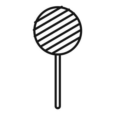 Çizgili yuvarlak bir lolipopun basit sanat simgesi, tatlı bir ikram öneriyor.