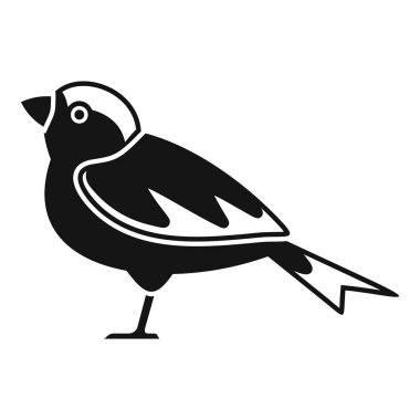 Küçük bir kuşun minimalist simgesi, kanadında beyaz bir şerit dışında bedeni tamamen siyahtır.
