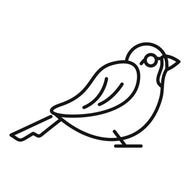 Minimalist çizgi sanat tasviri profilde duran bir kuş tasviri, doğa temalı tasarımlar için mükemmel.
