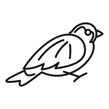 Kanatları açık, siyah ve beyaz bir şekilde duran küçük bir kuşun minimalist simgesi