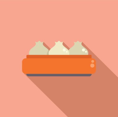 Buharda pişirilmiş manti köfteleri geleneksel turuncu bir buharlı tencerede servis edilmeye hazır.