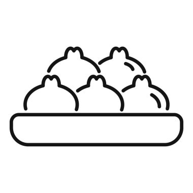 Buharda pişmiş çörekler bir kasede oturup, bir restoran ya da yemek blogu için harika bir logo oluşturuyorlar.