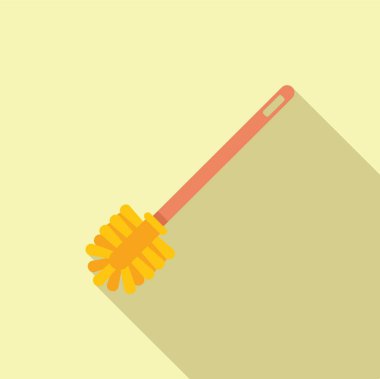 Temizlik fırçası sarı arka planda uzun bir gölgeyle yatar