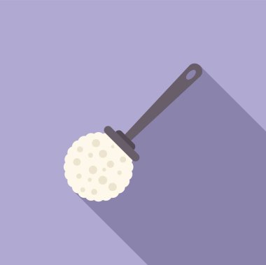 Tuvalet fırçasının basit düz bir simgesi, uzun saplı bir temizlik aracı ve temizlik için yuvarlak bir fırça başı.