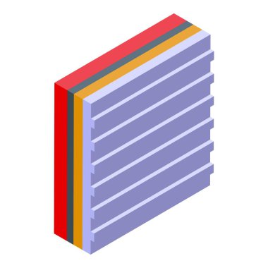 İzometrik görüntüdeki farklı katmanları gösteren dış duvar yalıtımı