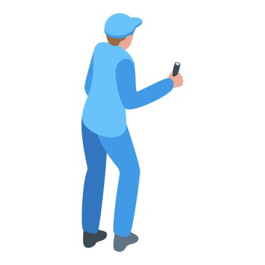 Park müfettişi mavi üniformalı, park sayacı tutuyor. Park ihlallerini kontrol ediyor.