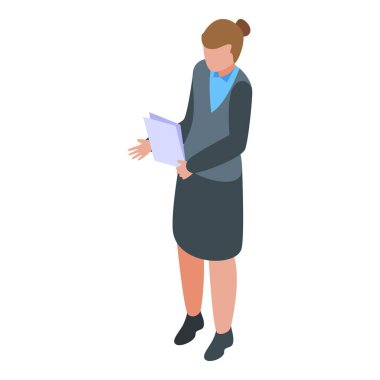 İş kadını elinde belgeler tutuyor ve bir projeyi anlatıyor.