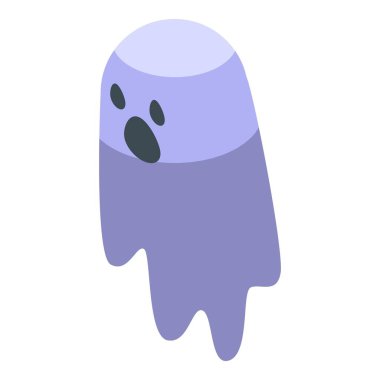 Yüzen korkunç bir hayalet ve cadılar bayramı kutlaması için ağzı açık bir surat yapıyor.