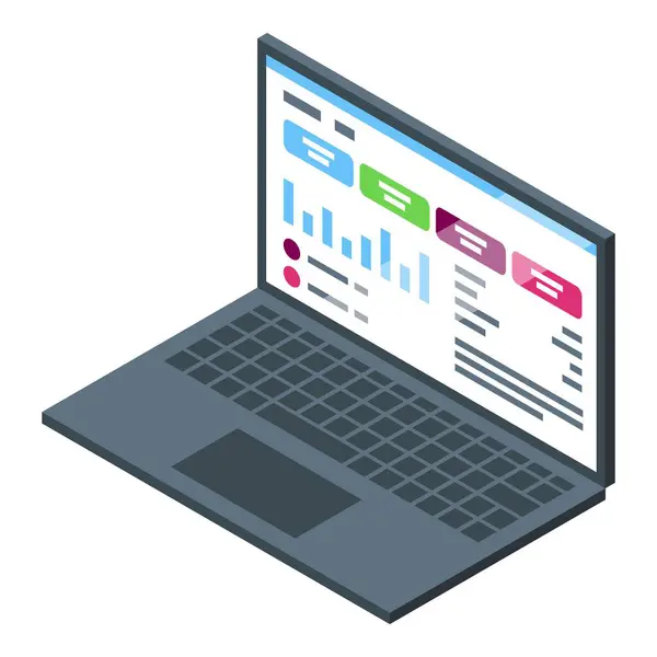 stock vector Laptop is displaying various charts and graphs, suggesting data analysis for financial decision making