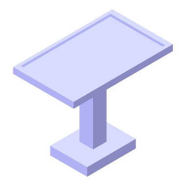 Beyaz arka planda boş pano olan boş sergi standı. İzometrik görünüm