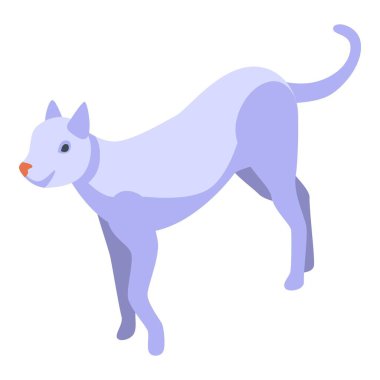 Açık mor kedi mutlu bir şekilde vücudunu geriyor ve kuyruğunu kaldırıyor.