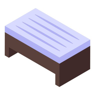 Beyaz arka planda duran yumuşak şilteli ahşap bir bankın tasviri