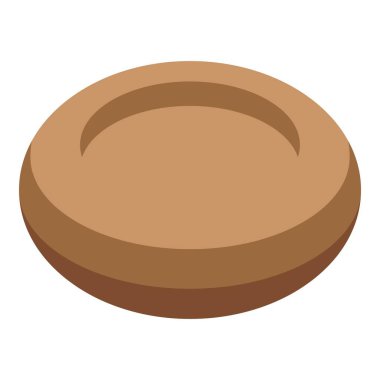 Boş yuvarlak ahşap tabak masada bekliyor.