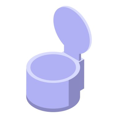 Boş yuvarlak çöp tenekesi, açık kapaklı, atık imha için hazır.