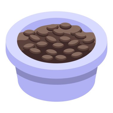 Bir fincan taze kahve yapmak için içinde kavrulmuş kahve çekirdekleri olan mavi kase.