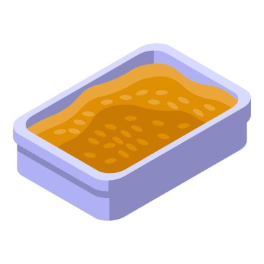 Kedi kumuyla dolu bir kutu, temizlenmeyi bekliyor.