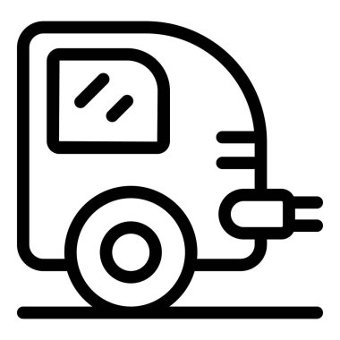 Bir istasyonda şarj olan bir elektrikli arabanın çizgi simgesi, sürdürülebilir ulaşımı simgeliyor